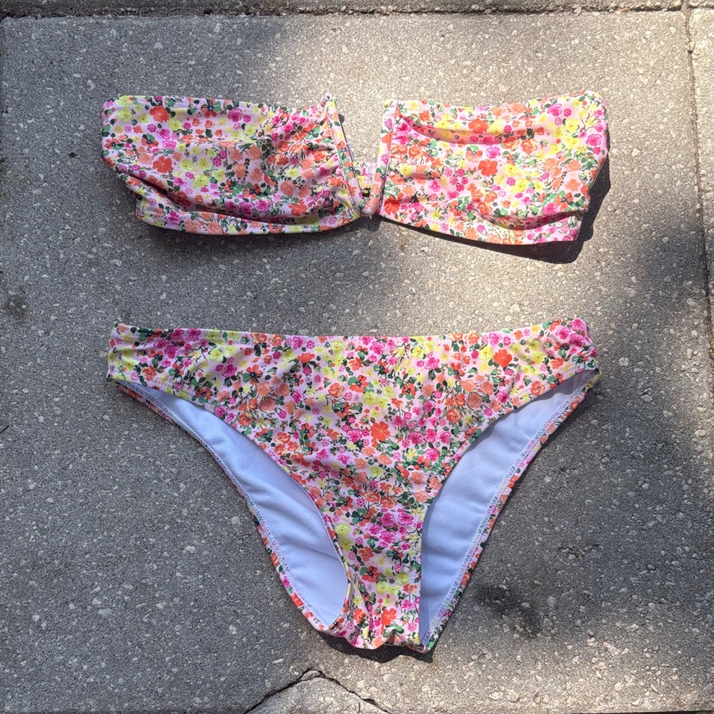 Floral Print Women’s Bikini Set in Yellow & Pink -